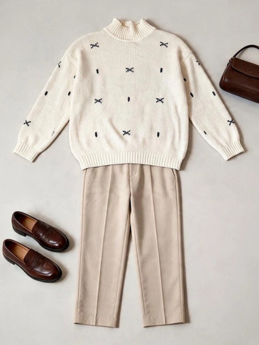 Esprit Embroidered Knit Sweater in Cream Vintage Rare Find